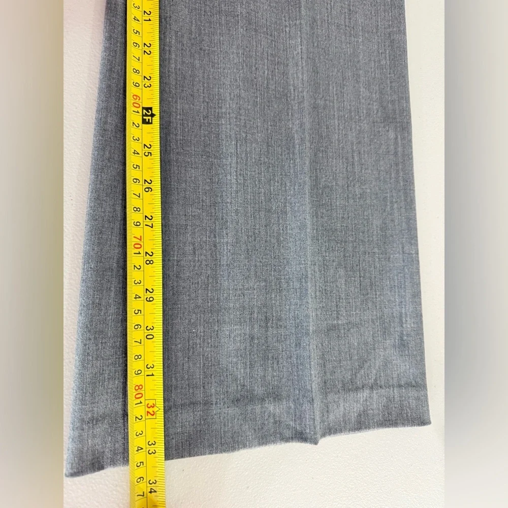 Lafayette 148 Gray Wool Wide Leg Pants Women's Size 14 NWT